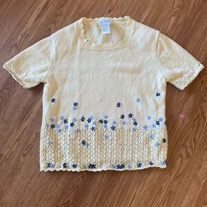 Koret Yellow Short Sleeve Tee with Floral Design
